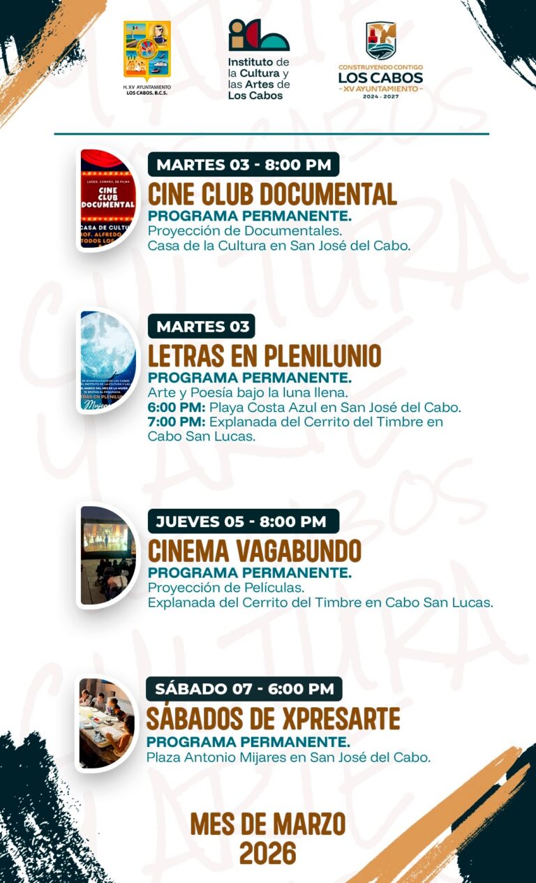 AGENDA CULTURAL ARTÍSTICA 3 AL 7 MARZO